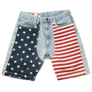 Maximum USA Energy‎ VINTAGE Patriotic Flag Jean Shorts - Size 9/10